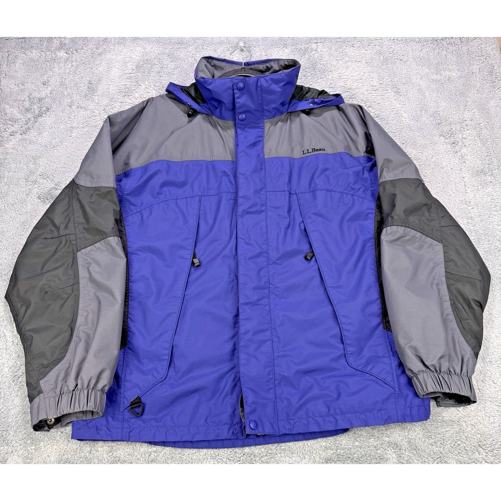 LL Bean Jacket Mens Large Blue Removable Jacket Fleece Liner Nylon 0XC93 VTG